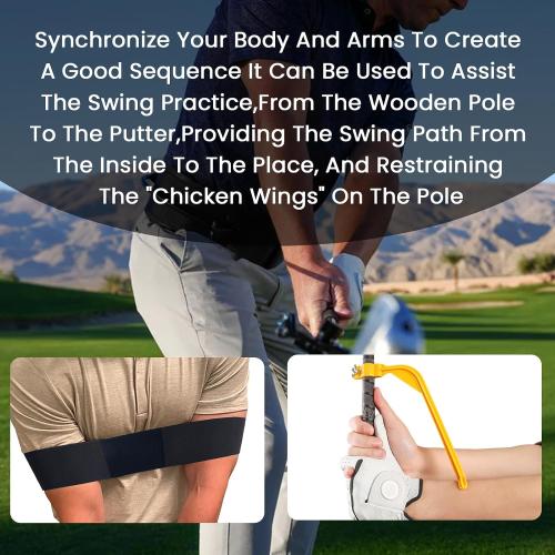 Amy Sport Golf Swing Training Aid Wrist Hinge Adjustable Arm Band with Hanger Smartball Connection Band for Correction, Men Women Ball Between Arms Practice Tool