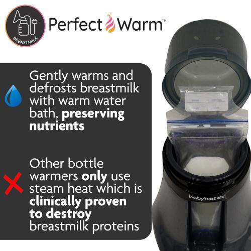 Baby Brezza Fast Baby Bottle Warmer - Smart Baby Milk Warmer   Breastmilk Warmer Defroster – 2 Unique Temperatures for Breastmilk   Formula - Universal Fit for All Bottles, Storage Bags   Food Jars