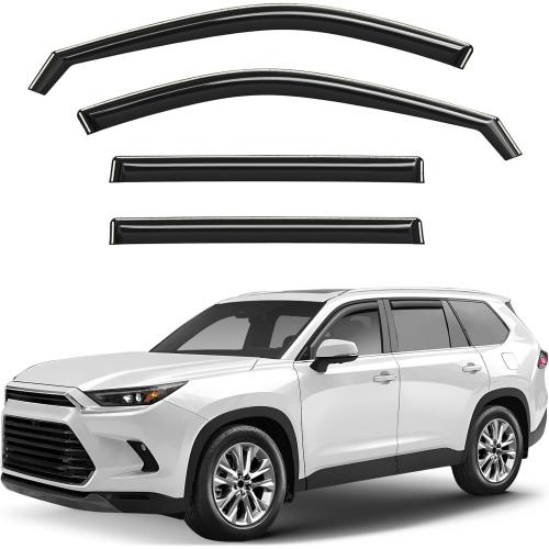Window Deflectors Smoke Tinted in-Channel Side Window Vent Visor Deflectors Rain Guards Compatible with Grand Highlander 2024-2026 - 4pcs. GW0897
