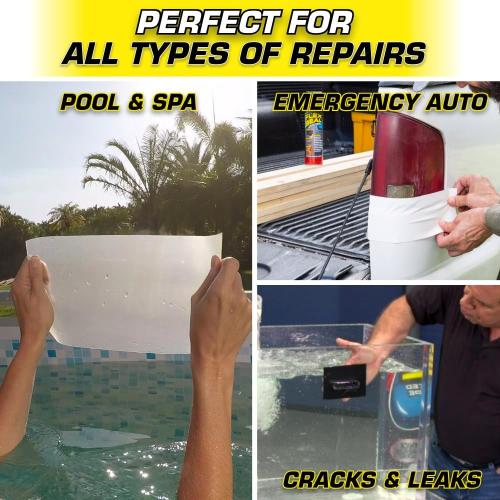 Flex Tape, Original Thick Flexible Rubberized Waterproof Tape - Seal and Patch Leaks, Works Underwater, Indoor Outdoor - Home RV Roof Plumbing and Pool Repairs, White, 4 in x 5 ft, Pack of 1