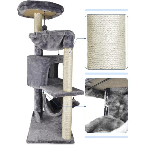 YUNIQUE Cat Tree with Cat Condo and Big Hammock, Grey