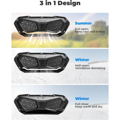 KEMIMOTO 3-IN-1 Vent Windshield Compatible with CFMOTO UFORCE 1000 /1000 XL, Prevent Rain Windshield with Pre-Installed Rubber Strips Scratch-Resistant Window Accessories (Not fit U10 Pro,600,800 XL)