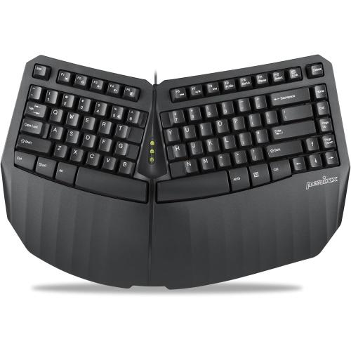 Perixx PERIBOARD-413B US, Wired USB Ergonomic Compact Split Keyboard - 15.75x10.83x2.17 inches TKL Design - Black - US English