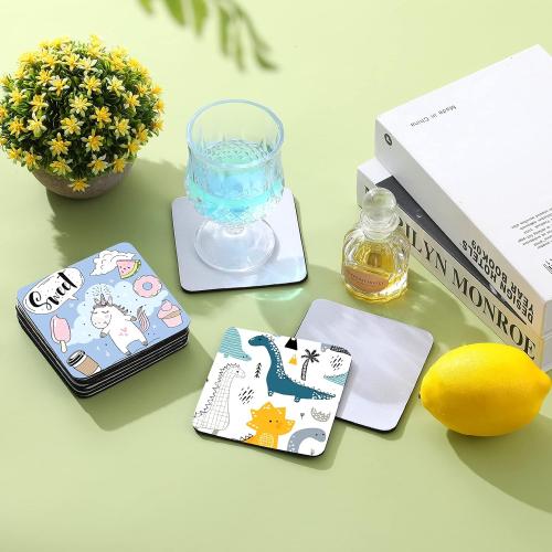 100 Pieces Sublimation Blank Cup Coasters Bulk Square Blank Cup Mat Rubber for Sublimation Transfer Heat Press Printing DIY Crafts 3.93 x 3.93 Inch