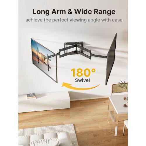 monTEK Long Arm TV Wall Mount for Most 43-80 Inch TVs, 42 Inch Long Extension TV Mount Swivel and Tilt, Full Motion Wall Mount Tv Bracket Fit Max VESA 600 x 400mm, Up to 110 lbs, 16”,18” Studs