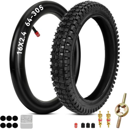 EOPOAYI 16x2.4 64-305 Front Tire and Inner Tube Set Replacement for Razor MX650 MX500 SX500 Mcgrath Dirt Rocket Bike, 16 inch Bike Tire for Kids Bicycles Heavy Duty EcoSmart Metro E-Scooter