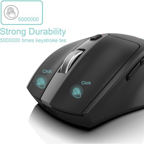 Arteck Multi-Device Wireless Bluetooth Mouse Ergonomic Silent Clicking Backward Forward for Desktop PC Laptop Mac iPad Build in Rechargeable Battery
