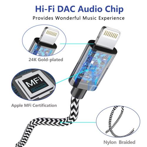 [Apple MFi Certified] iPhone Aux Cord for Car, Lightning to 3.5 mm Headphone Jack Adapter Nylon Braided Audio Stereo Cable for iPhone 14 13 12 11 XS XR X 8 to Car Home Stereo Speaker Headphone, Silver
