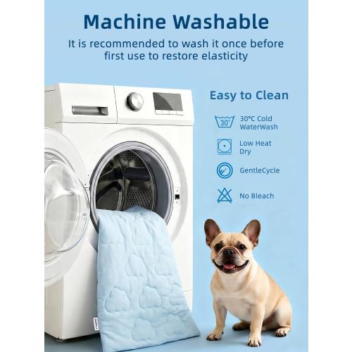 Huafly Dog Cooling Mat,Dual-Sided Cooling Mat for Dogs–Cooling Fabric for Summer,Velvet for All Seasons–Portable for Crate,Car Seat,Sofa&Floor,Machine Washable,Keeps Cats,Dogs&Puppies Cool,Cloud Blue