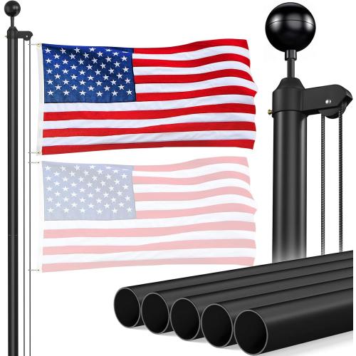 Panta Flag Pole for Outside In Ground, 20FT Sectional Flag Pole Kit, Extra Thick 14 Gauge Heavy Duty Aluminum Flagpole, Outdoor Flag Poles with 3x5 American Flag for Yard, Residential or Commercial