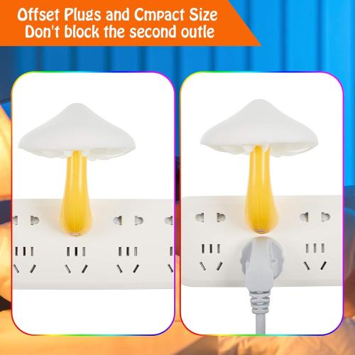 Honoson 4 Pieces Mushroom Night Light LED Night Light Plug in Lamp 7 Color Magic Mini Pretty Mushroom Shaped Lamp Adults(7-Color Light with White Cover)