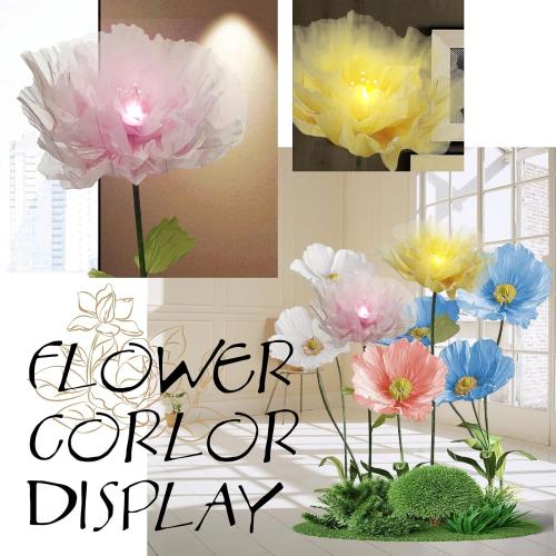 Artificial Fake Flowers for Outdoor, Huge Artificial Silk Flower Decoration with Light, Realistic No Fade Faux Flower for Birthday Living Room Hallway and Shop Window Display