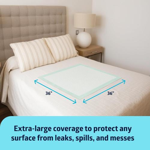 Medline Super Absorbent Underpad, 36 x 36, 50 Count, Extra Large Disposable Incontinence Pads, Protective Bed Pads, Chucks, For Kids, Adults, Elderly, Furniture & Surface Protection Pee Pad