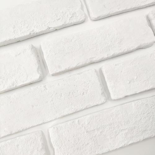 40 Pcs White Thin Brick Veneers, 2.4 x 7.9 Wall Brick, 3D Faux Brick for Kitchen Backsplash, Fireplace, Living Room, Interior and Exterior Wall Decoration (7 sq.ft) (White)