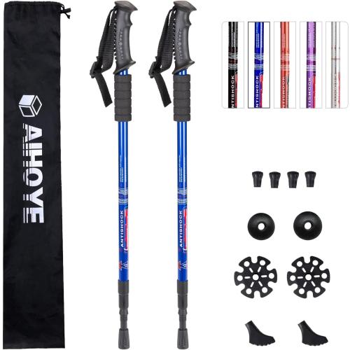 Aihoye Hiking Trekking Poles, 2 Pack Collapsible, Lightweight, Anti Shock, Walking Sticks, Adjustable Hiking Pole for Men and Women