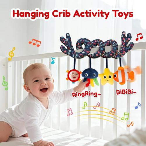 Spiral Car Seat & Stroller Activity Toy,Car Seat Toys for Babies 0-6 Months Boy,Baby Spiral Hanging Plush Activity Toys Thank You Gifts for Newborn 0 3 6 9 12 Months Baby Boys Girls