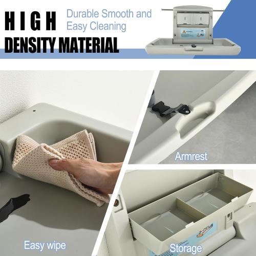 Fold-Down Baby Changing Station - Wall-Mounted, Space-Saving Design with Safety Straps for Commercial & Residential Restrooms (Horizontal Version)
