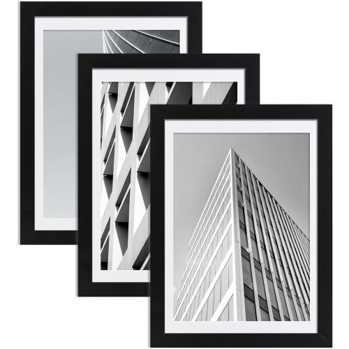 ELSKER&HOME 24x36 Poster Frame Black 3 Pack, Display 20x30 Pictures with Mat or 24x36 Poster without Mat, Horizontal and Vertical Wall Mounting