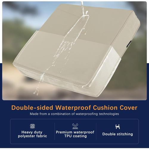Favoyard Outdoor Seat Cushion Set 19 x 19 Inch Waterproof & Fade Resistant Patio Furniture Cushions with Removable Cover Deep Seat & Back Cushion with Handle and Adjustable Straps for Chair Sofa Couch
