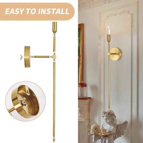 Gold Candle Sconces Long Wall Candle Holder, Set of 2 Large Wall Candle Sconce Modern Chic Home Decor for Bedroom, Dining Room, Living Room 23