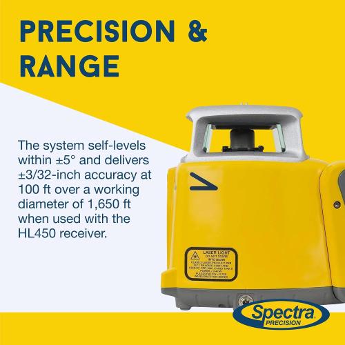 Spectra Precision LL300N-1 Self Leveling Rotary Laser Kit with Tripod, GR151 Professional - System Case - Grade Rod (Tenths) HL450 Receiver and Alkaline Batteries – Rugged IP66 Job-Site Performance