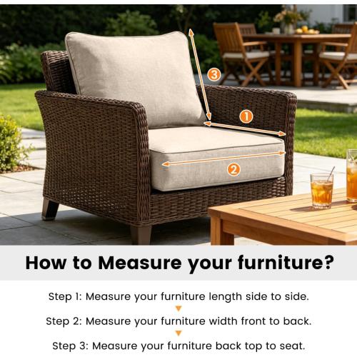 Sundale Outdoor Olefin Deep Seat Cushion Set of 2, Patio Chair Cushion and Pillow, Water-Resistant Sectional Sofa Pad with Straps Beige, 23 x 26 x 6 Inches