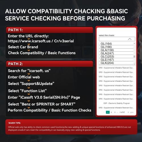 Bidirectional Diagnostic Tool for Most Mercedes-Benz/Sprinter/Smart from 1996-2023 iCarsoft MB V3.0 2025 Version 38  Reset Service OBD2 Full System Scanner Battery Test Actuation Test AutoVIN