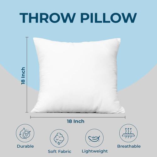 Utopia Bedding Throw Pillows (Set of 4, White), 18 x 18 Inches Pillows for Sofa, Bed and Couch Decorative Stuffer Pillow