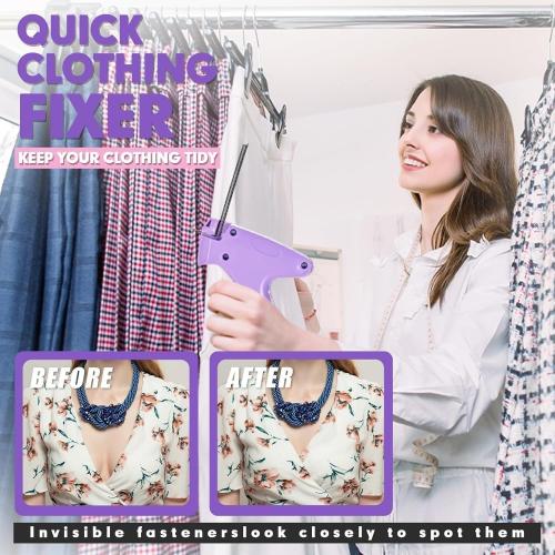Stitch Gun for Clothes, Quick Stitch Sewing Gun, Handheld Sewing Stapler, Mini Hemming Gun, Clothing Tack Tool for Fabric Repair and Stitch Fix, Portable Stitcher Machine for Clothing (Purple)