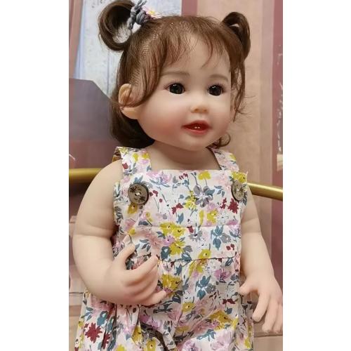 TERABITHIA 22 Inches Cute Lifelike Happy as Can be Reborn Baby Doll Crafted in Full Body Silicone Vinyl Anatomically Correct Realistic Smiling with Teeth Newborn Toddler Dolls Washable Girl WW01379-b