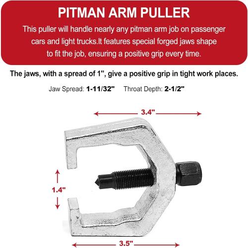 5pcs Front End Service Tool 5-in-1 Ball Joint Separator, Pitman Arm Puller, Tie Rod Set for Service, Splitter Removal Kit