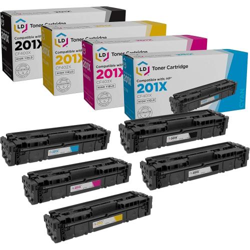 LD Compatible Toner Cartridge Replacement for HP 201X High Yield (2 Black, 1 Cyan, 1 Magenta, 1 Yellow, 5-Pack) Compatible LaserJet M252dw M252n M277c6 M277n MFP M277dw