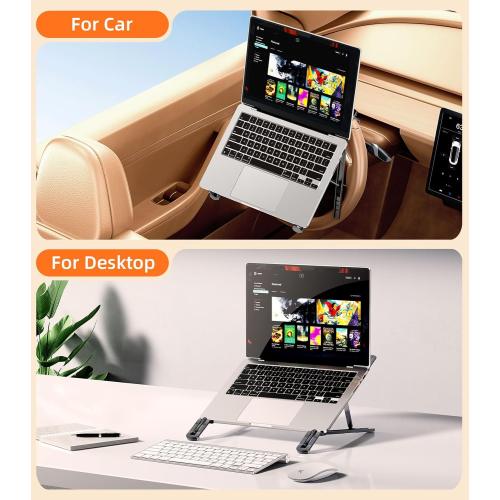 Car Laptop Mount Steering Wheel Tray Holder, Height Adjustable Car Desk for Laptop Computer Tablet, Foldable Portable Lap Laptop Stand for Car Vehicle Workstation Accessories Truck SUV Tesla