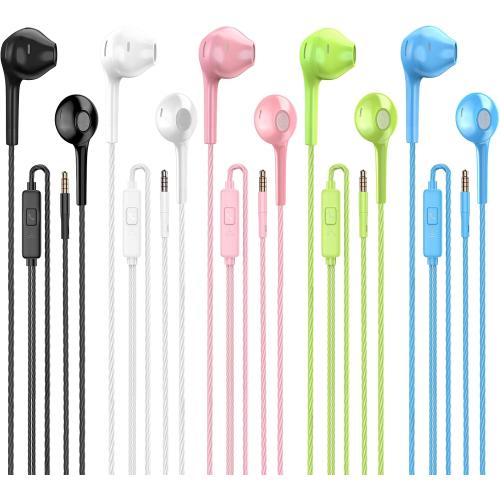 Earbuds Headphones with Microphone Pack of 5, Noise Isolating Wired Earbuds, Earphones with Powerful Heavy Bass Stereo, Compatible with Android, Phone, Laptops, MP3 and Other Interfaces (3.5mm)