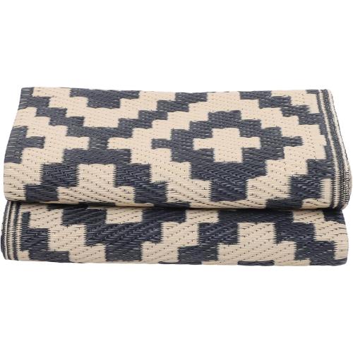 Black Beige Outdoor Carpet, Large Camping Mat, Reversible Plastic Woven Lawn Mats Suitable for Patios, Decks, Benches, Picnics, and Other Outside Spaces