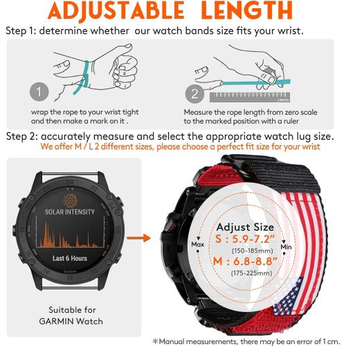 Compatible With Garmin Watch Band, Super Rugged Nylon Sports Strap With Woven Loop Design For Fenix/Forerunner/Approach/MARQ/Quatix/D2 Series, Tough Replacement Band For Men Women
