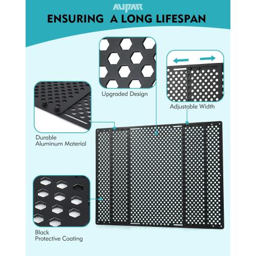 Aluminum Alloy RV Entry Screen Door Grille Adjusts from 22- 31.5, Adjustable RV Door Screen Protector, Black