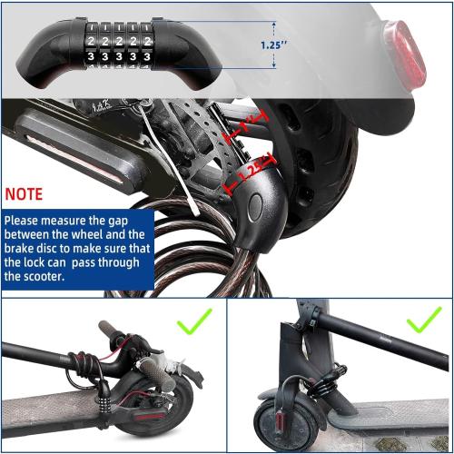 NDakter Bike Lock, 4/5.6 Feet Bicycle Cable, High Security 5 Digit Resettable Combination Coiling Bicycle Lock, Heavy Duty Anti Theft Cable with Mounting Bracket, 1/2 Inch Diameter (12mm)