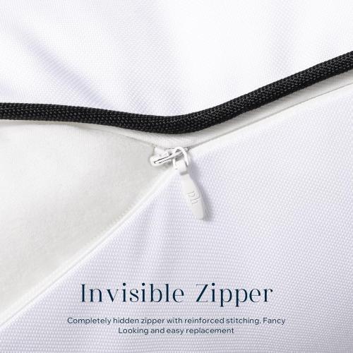 Phantoscope Pack of 4 Outdoor Waterproof Throw Pillow Covers with Contrast Piping, Decorative Square Cushion Case Patio Pillows for Couch Tent Sunbrella, Pure White 12x20 inches