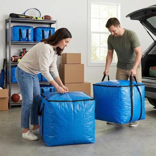 Extra Large Cube Moving Bags (Black, 25x25x25) | Heavy Duty, Water-Resistant, Foldable, For Clothes, Bedding, Blankets & Pillows, Reusable Alternative to Moving Boxes