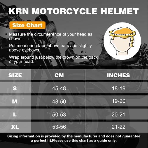 KRN Full Face Motorcycle Motorbike Helmet with Color Visor DOT Approved- Helmet & Balaclava NOT INCLUDED