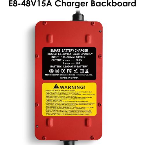 15 AMP 48 Volt Golf Cart Battery Charger for EZGO RXV & TXT 3-pin Triangular Plug