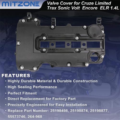 MITZONE Engine Valve Cover kit w/Gaskets & Bolts Compatible with 2011-2020 Chevrolet Chevy Cruze Sonic Volt Trax Buick Encore Cadillac ELR L4 Replaces # 25198874 55573746 264-968