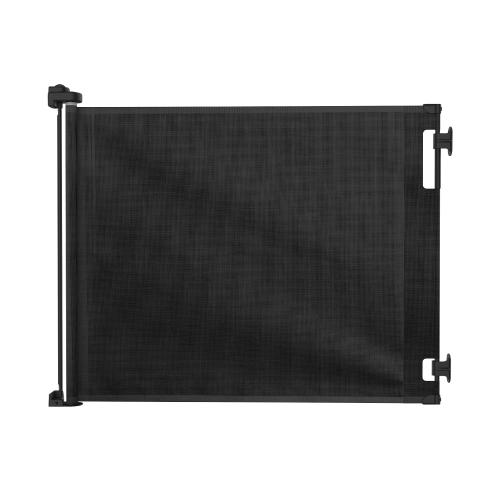 Retractable Baby Gate Perma Child Safety 33 Tall x 71” Wide, Mesh, for Stairs, Doorways, Dogs, Pets, Indoor, Outdoor, One-Handed Operation, Locking, Easy Install, Hardware Mount, Black