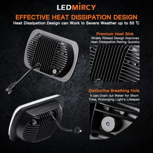 LEDMIRCY H6054 LED Headlights, 5x7 LED Headlights Rectangular 2PCS 90W High Low Sealed Beam Square 7x6 Headlight DOT Approved for Truck Chevy Cherokee Tacoma Ford Van Sedans H5054 H6014 H6052 6053