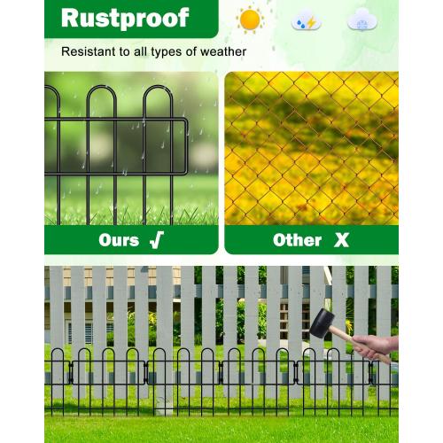 Pack of 25 Size 16.7x26.25 MOOACE Animal Barrier Fence 25 Pack, 16.7 in(H) X 26.25 ft(L), No Dig Decorative Garden Fence, Rustproof Metal Dog Rabbit Blocker Fencing, Small Fence Border for Outdoor Yard