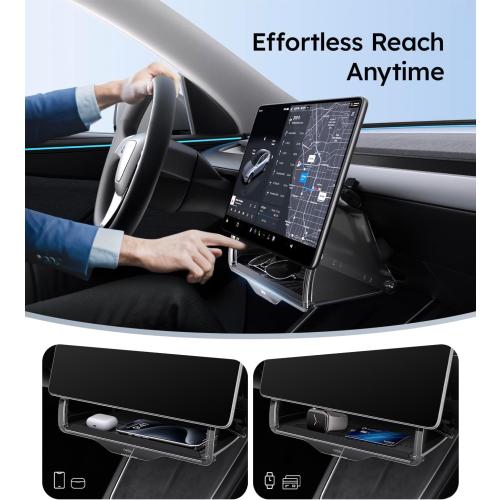 Wigoo Under Screen Organizer for Model Y 2019~2026, Including Model Y Juniper 2025~2026 (Standard, Premium & Performance), Concealed Center Console Organizer Tray, Quick & Stable Installation