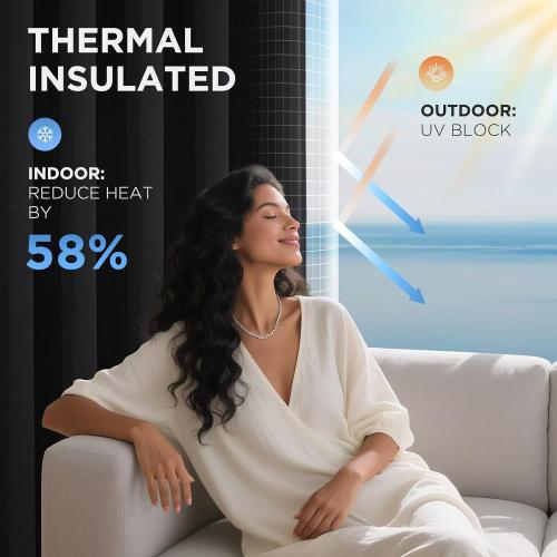 Joydeco Blackout Curtains for Bedroom 95 Inch, Black Curtains with Grommets, Noise Reducing Energy Saving Wrinkle-Free Thermal Insulated & Room Darkening Drapes for Living Room, 2 Panels