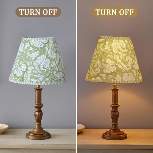 Ridhi Sage Green Hand Block Print Lampshade UNO Fitter (1.57” Inner Ring -33mm) 7” Top x 13” Bottom x 10” Height Cotton Fabric Table Lamp Shade for Bedside, Buffet Gift For Mother's Day