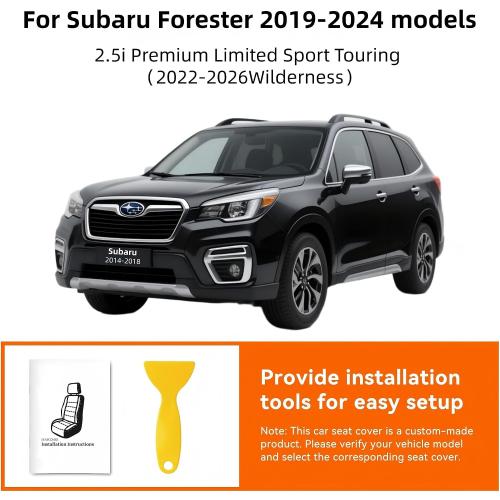 Ranaya Custom Fit Seat Covers for Subaru Forester 2019–2024 (2.5i, Premium, Sport, Limited, Touring) & 2022–2026 Wilderness, Full Set Front & Rear, Waterproof Leatherette, Pet & Kid Friendly (Black)